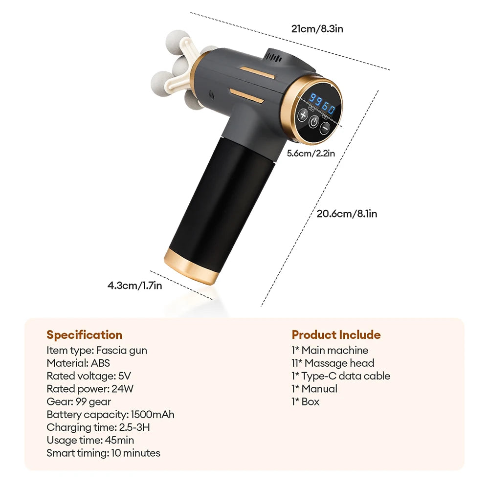 11-in-1 Percussion Massage Gun — 99 Adjustable Speeds