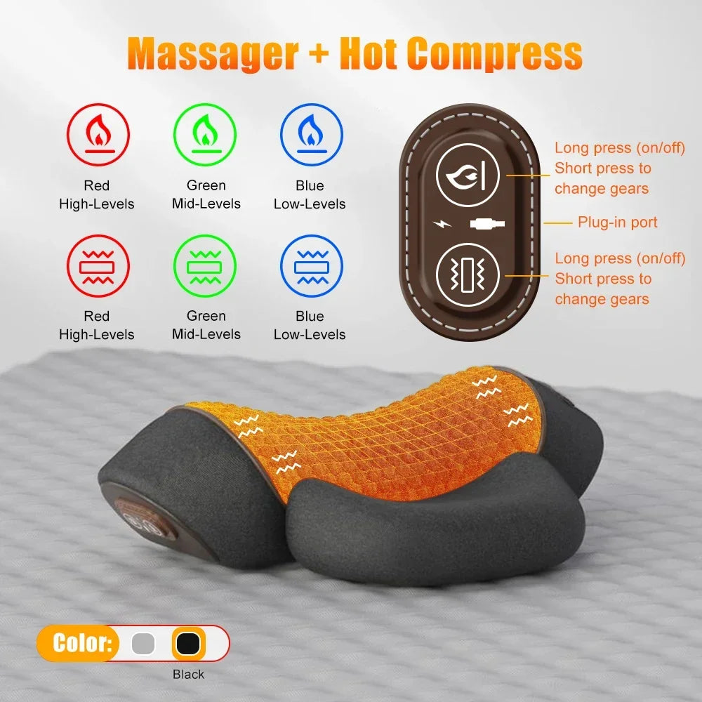 Heated Neck Support Pillow — Vibration & Optional Gentle Stretch