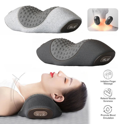 Heated Neck Support Pillow — Vibration & Optional Gentle Stretch
