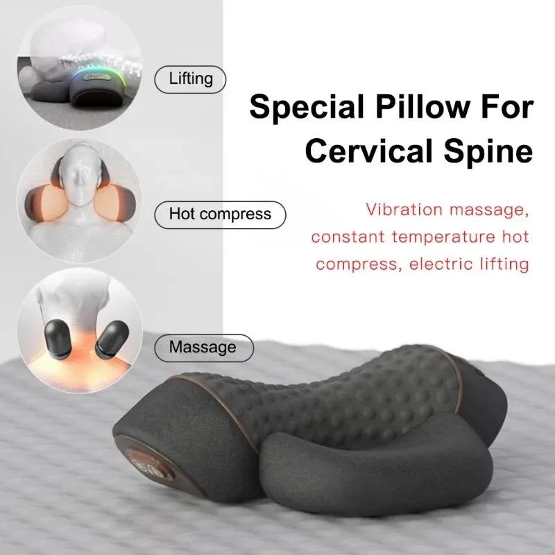 Heated Neck Support Pillow — Vibration & Optional Gentle Stretch