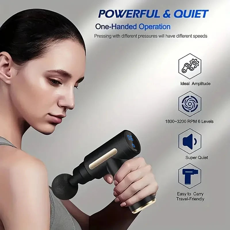 Mini Percussion Massage Gun — 6-Speed Deep Tissue Massager for Muscle Recovery