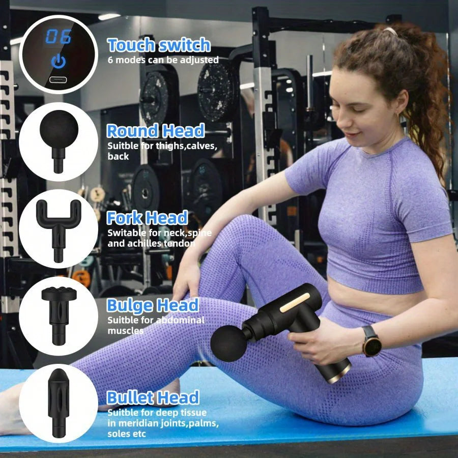 Mini Percussion Massage Gun — 6-Speed Deep Tissue Massager for Muscle Recovery