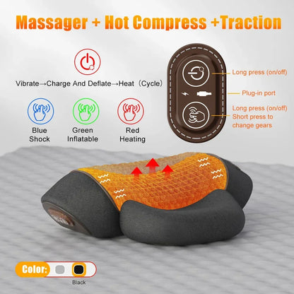 Heated Neck Support Pillow — Vibration & Optional Gentle Stretch