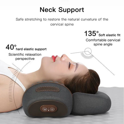 Heated Neck Support Pillow — Vibration & Optional Gentle Stretch