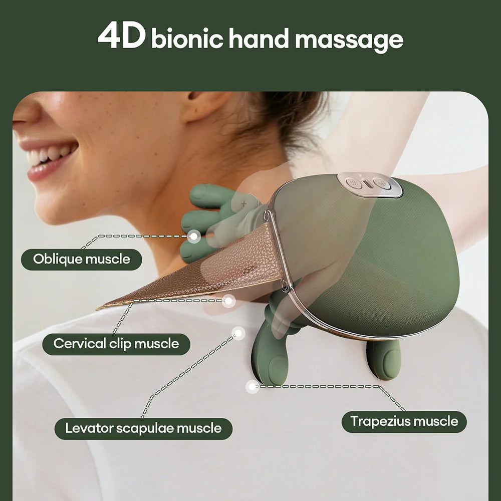 4D bionic hand massage targeting oblique, cervical and trapezius muscles