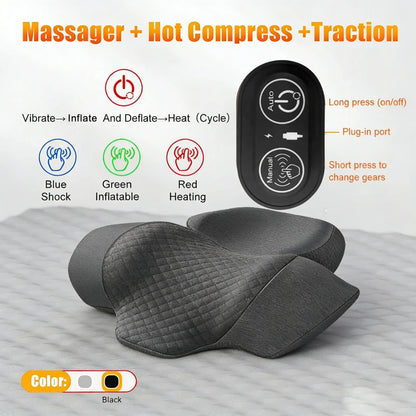Heated Neck Support Pillow — Vibration & Optional Gentle Stretch