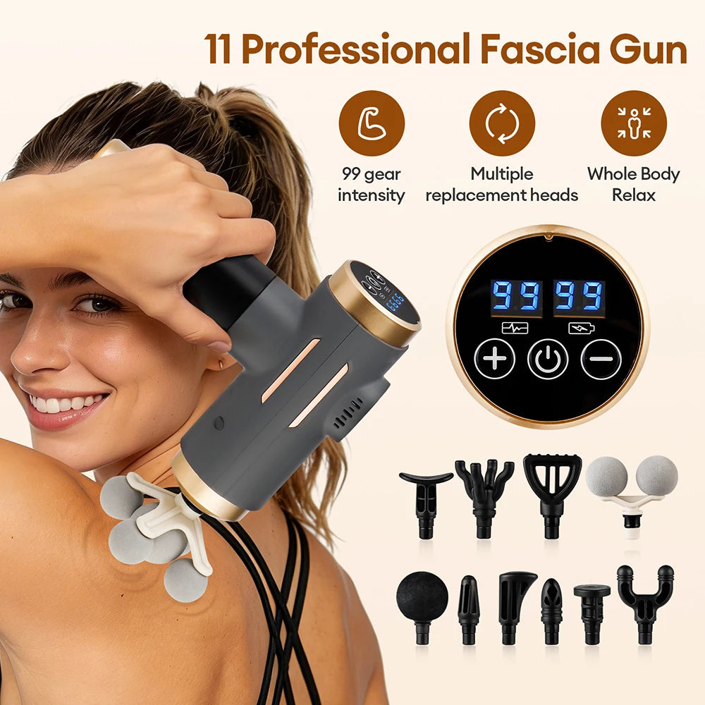 11-in-1 Percussion Massage Gun — 99 Adjustable Speeds