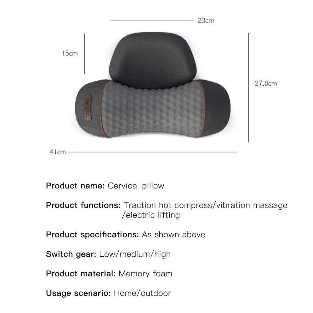 Heated Neck Support Pillow — Vibration & Optional Gentle Stretch