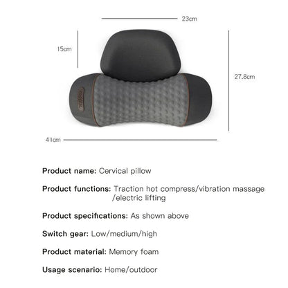 Heated Neck Support Pillow — Vibration & Optional Gentle Stretch