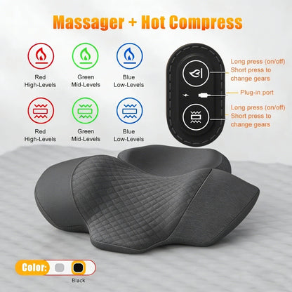 Heated Neck Support Pillow — Vibration & Optional Gentle Stretch