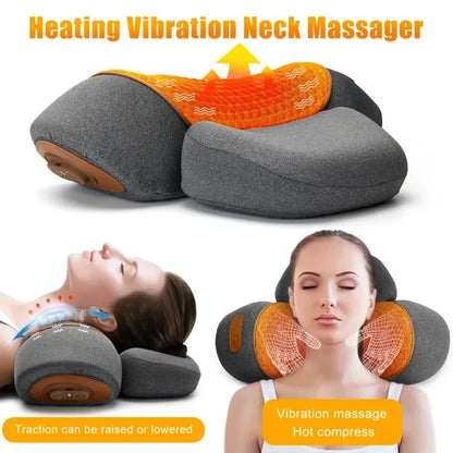 Heated Neck Support Pillow — Vibration & Optional Gentle Stretch