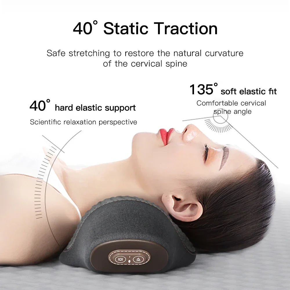 Heated Neck Support Pillow — Vibration & Optional Gentle Stretch