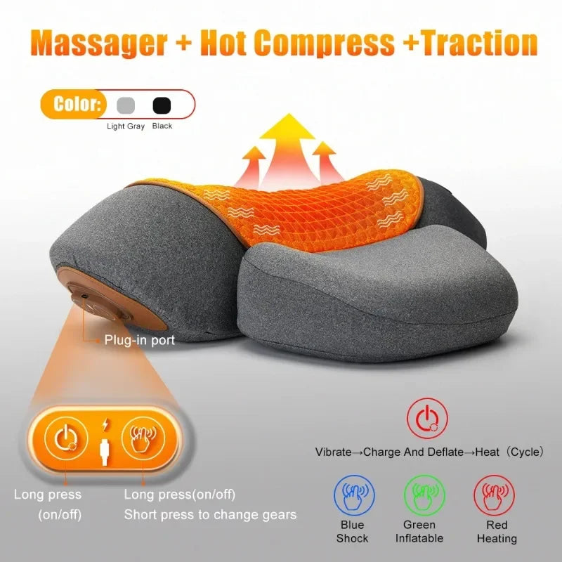 Heated Neck Support Pillow — Vibration & Optional Gentle Stretch