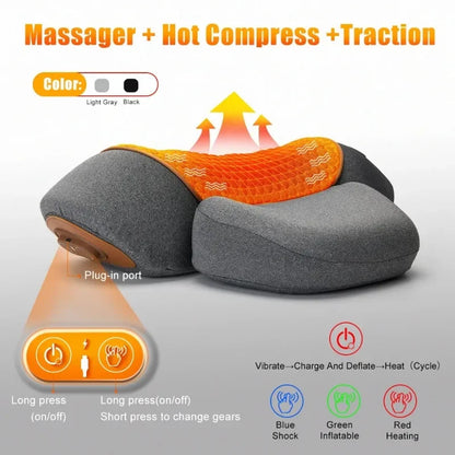 Heated Neck Support Pillow — Vibration & Optional Gentle Stretch