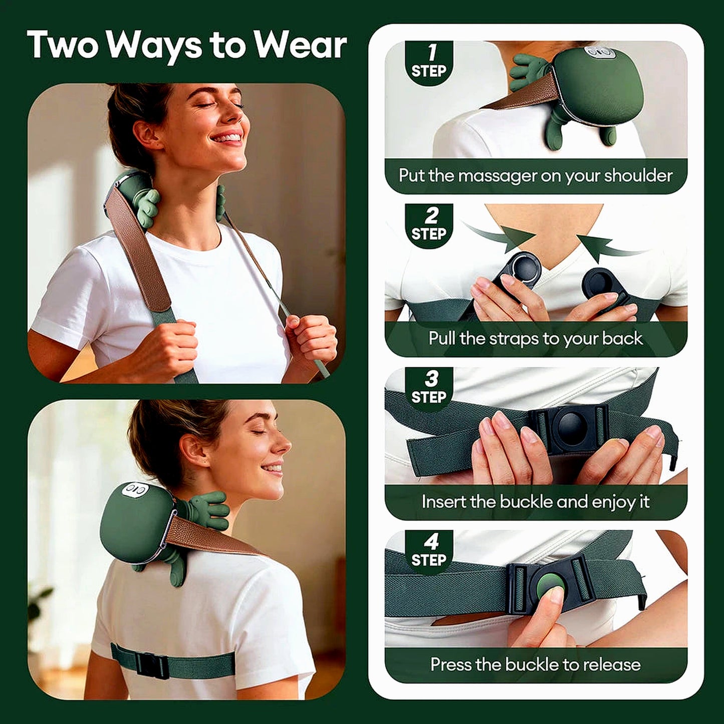 Two ways to wear the neck massager - step by step guide